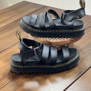 Dr. Doc Martens Black Blaire Vegan Leather Sandals Size EU42 US10 L